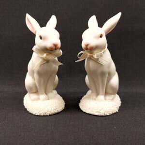 Department 56 Snowbabies Collectible Rabbit Set of 2 Porcelain Figurines